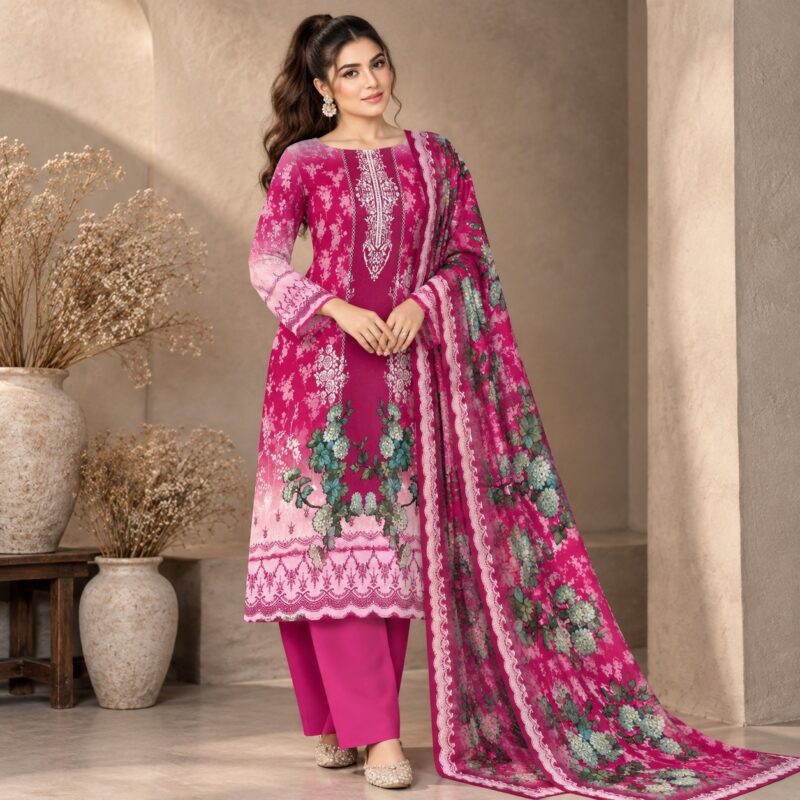 Magenta Bloom three piece dress TV-D018 by Navyastyle