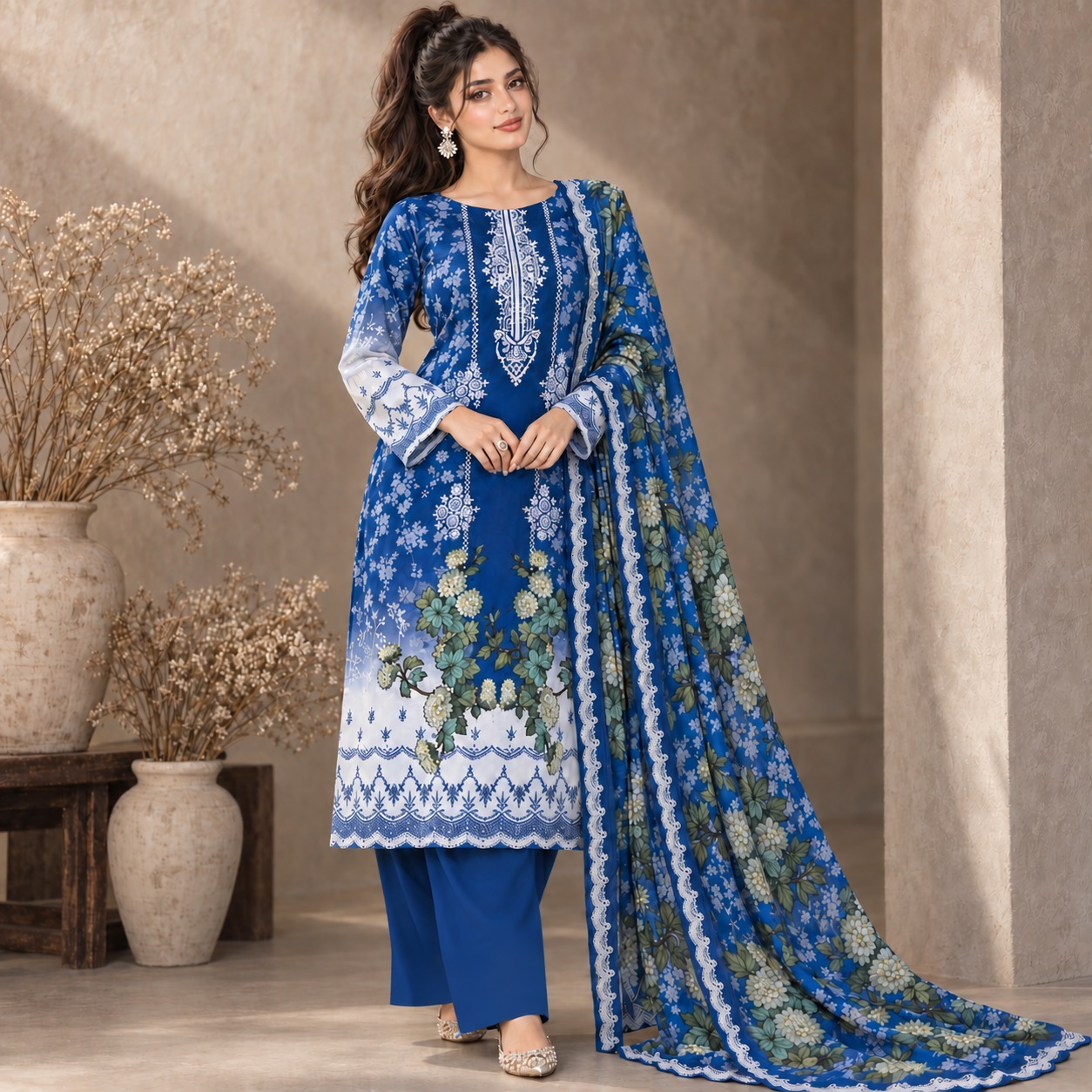Azure Bloom Three Piece Dress TV-D020 - Navyastyle Azure Bloom three piece dress TV-D020 by Navyastyle