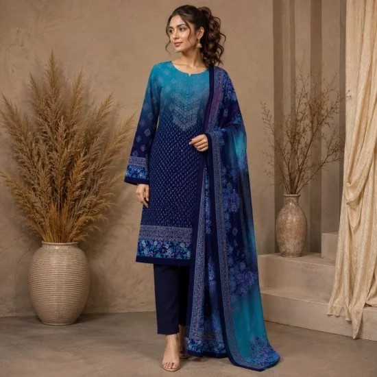 Mahnoor Blue three piece dress TV-D024 by Navyastyle