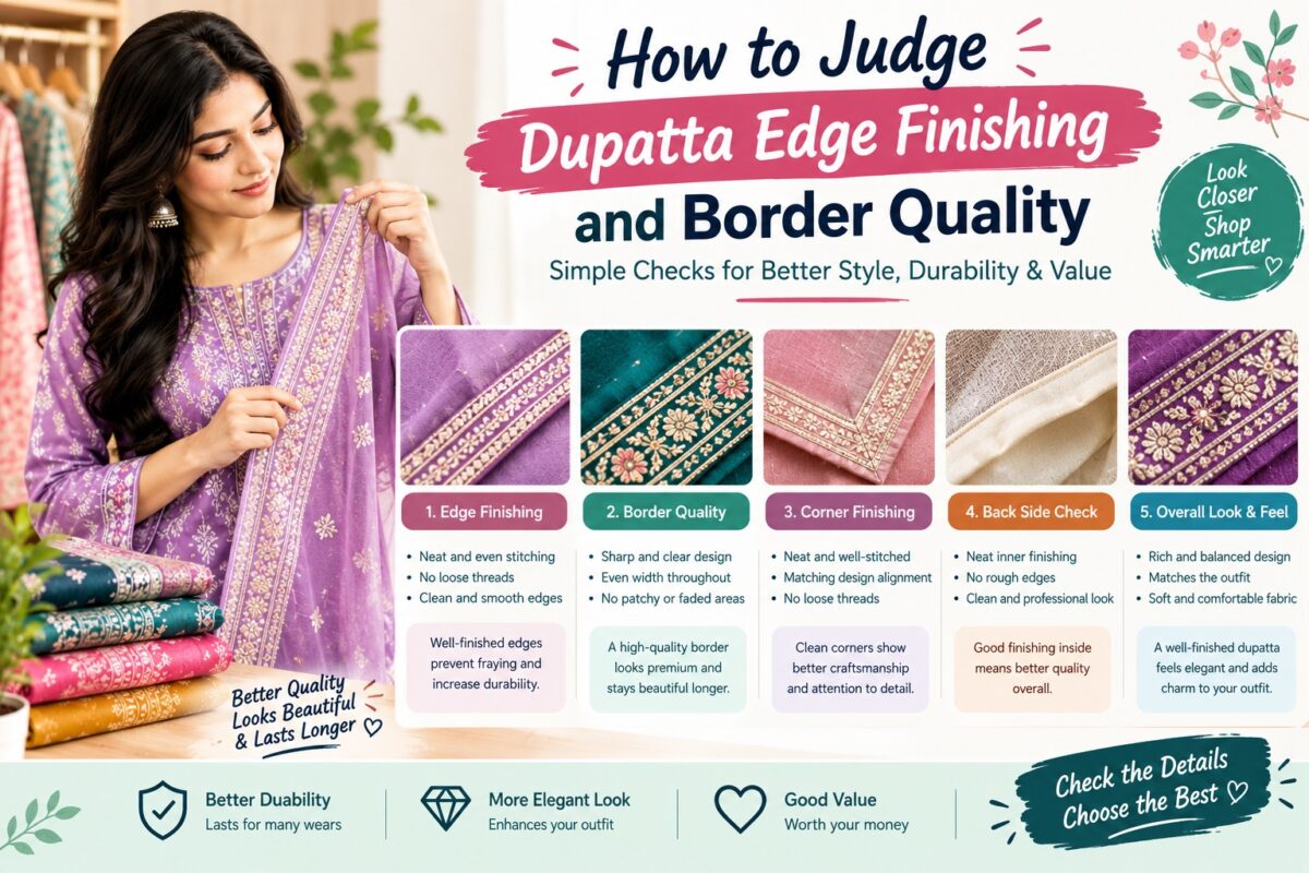 how to judge dupatta edge finishing and border quality